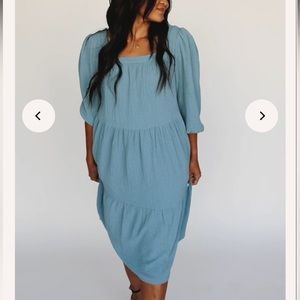Piper & Scoot The Durham Textured Dress In Light Blue Sz M